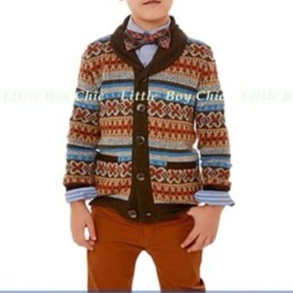 FORE! Axel & Hudson Shawl Collar Fair Isle Sweater Cardigan Size 3/4 Small NWT